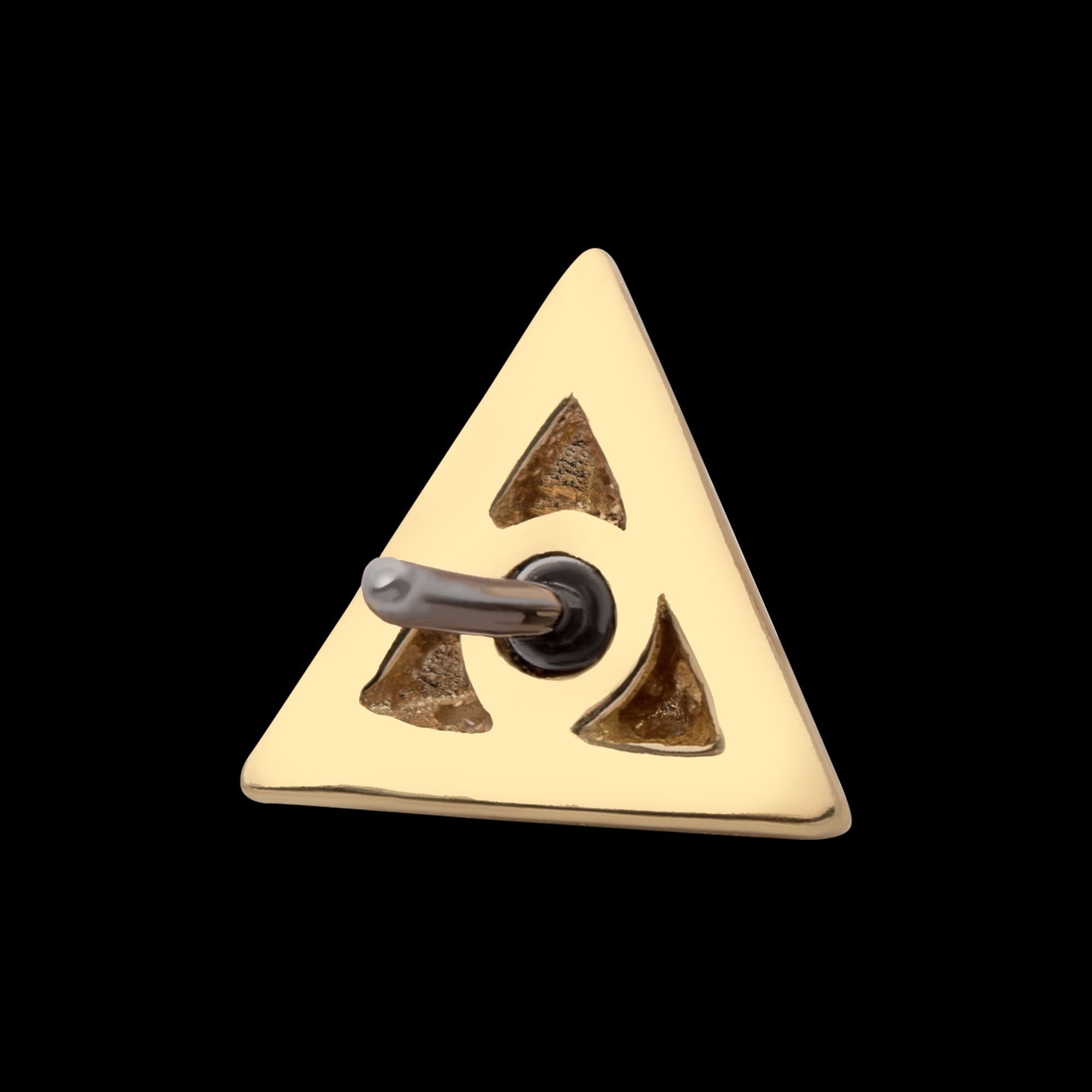 Short Pyramid Flatback Stud Earring / Nosering - 14Kt Yellow Gold