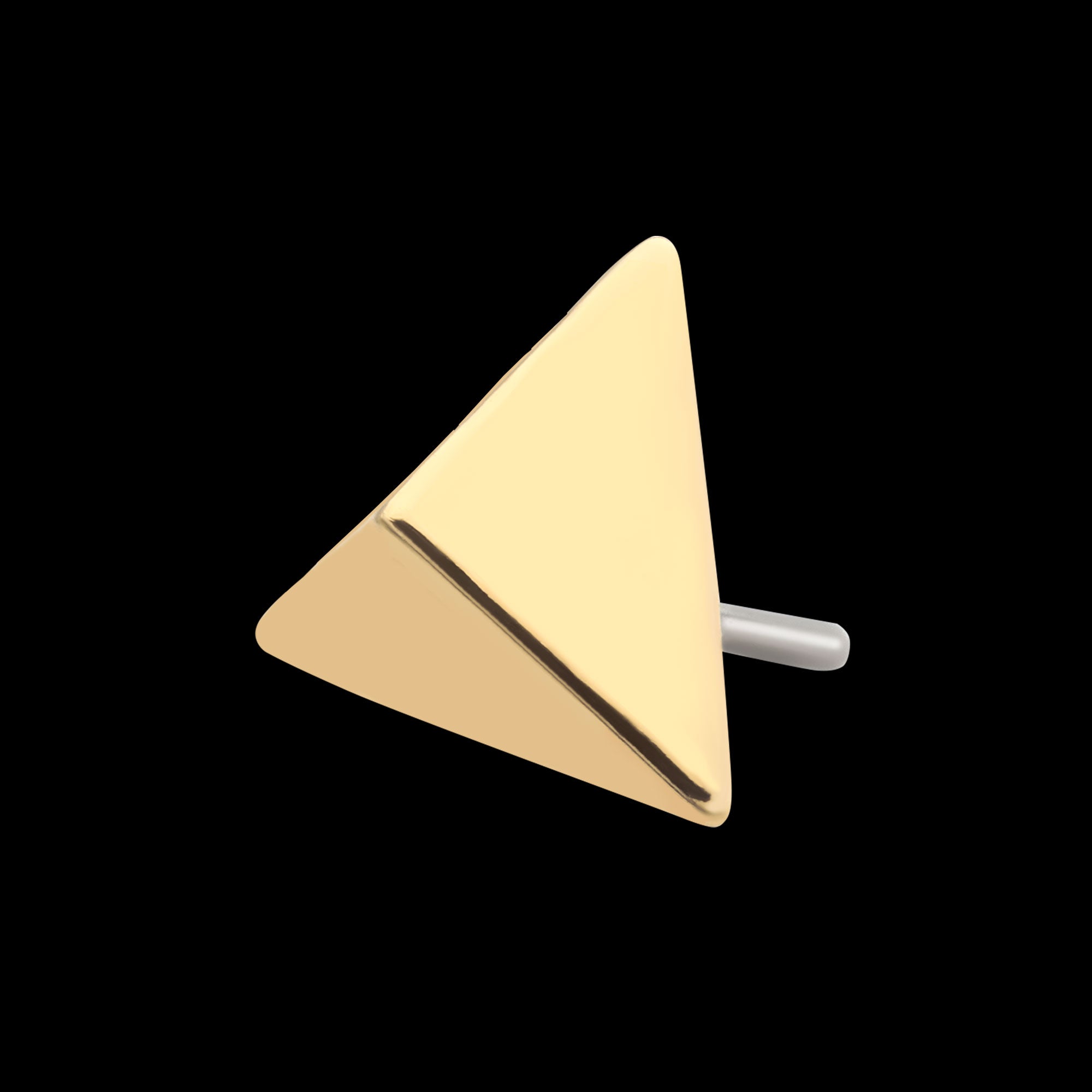 Short Pyramid Flatback Stud Earring / Nosering - 14Kt Yellow Gold