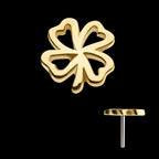 4-Leaf Cut Out Clover Flatback Stud Earring / Nosering - 14Kt Yellow Gold