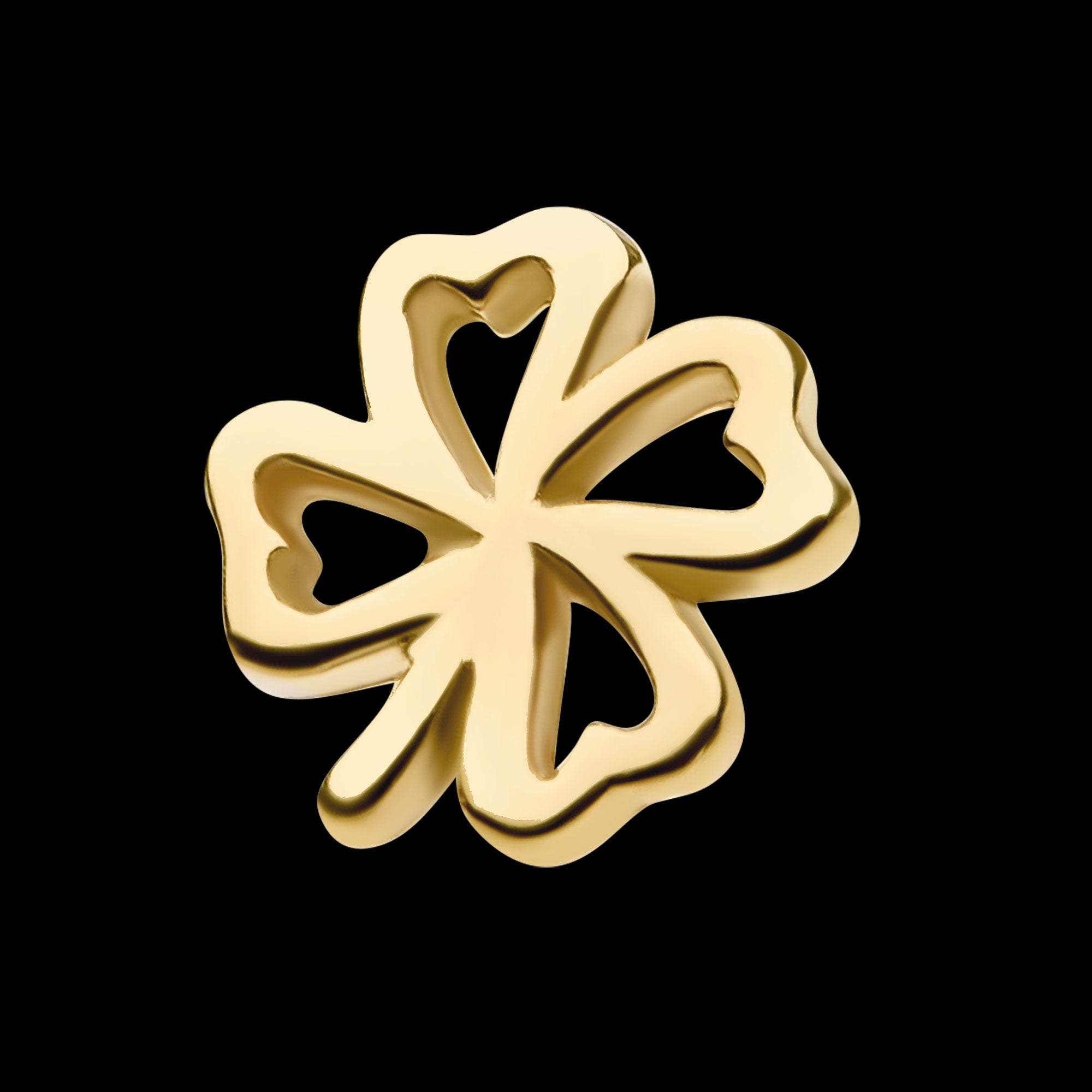 4-Leaf Cut Out Clover Flatback Stud Earring / Nosering - 14Kt Yellow Gold