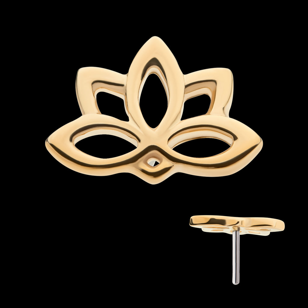 Lotus Flatback Stud Earring / Nosering - 14Kt Yellow Gold