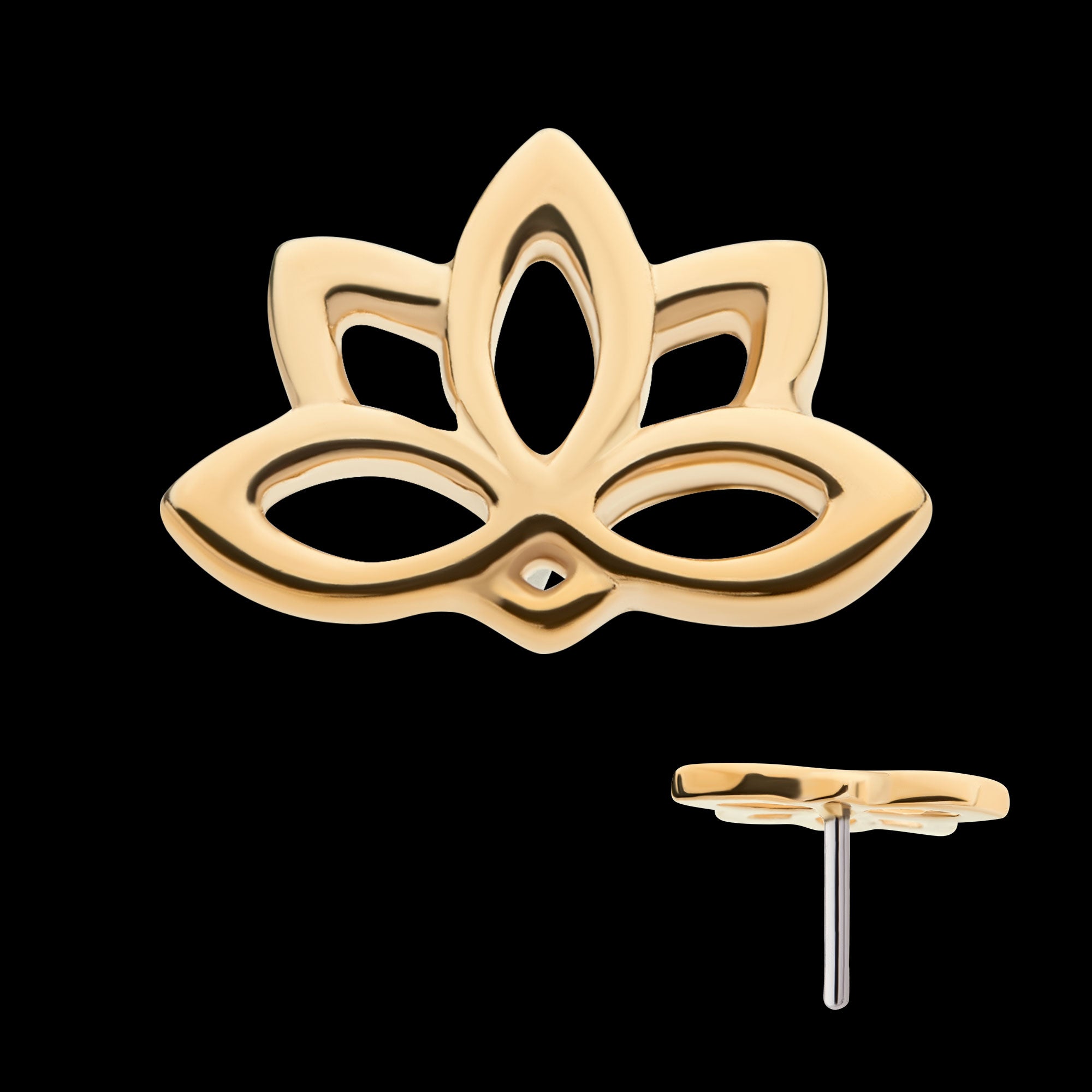 Lotus Flatback Stud Earring / Nosering - 14Kt Yellow Gold