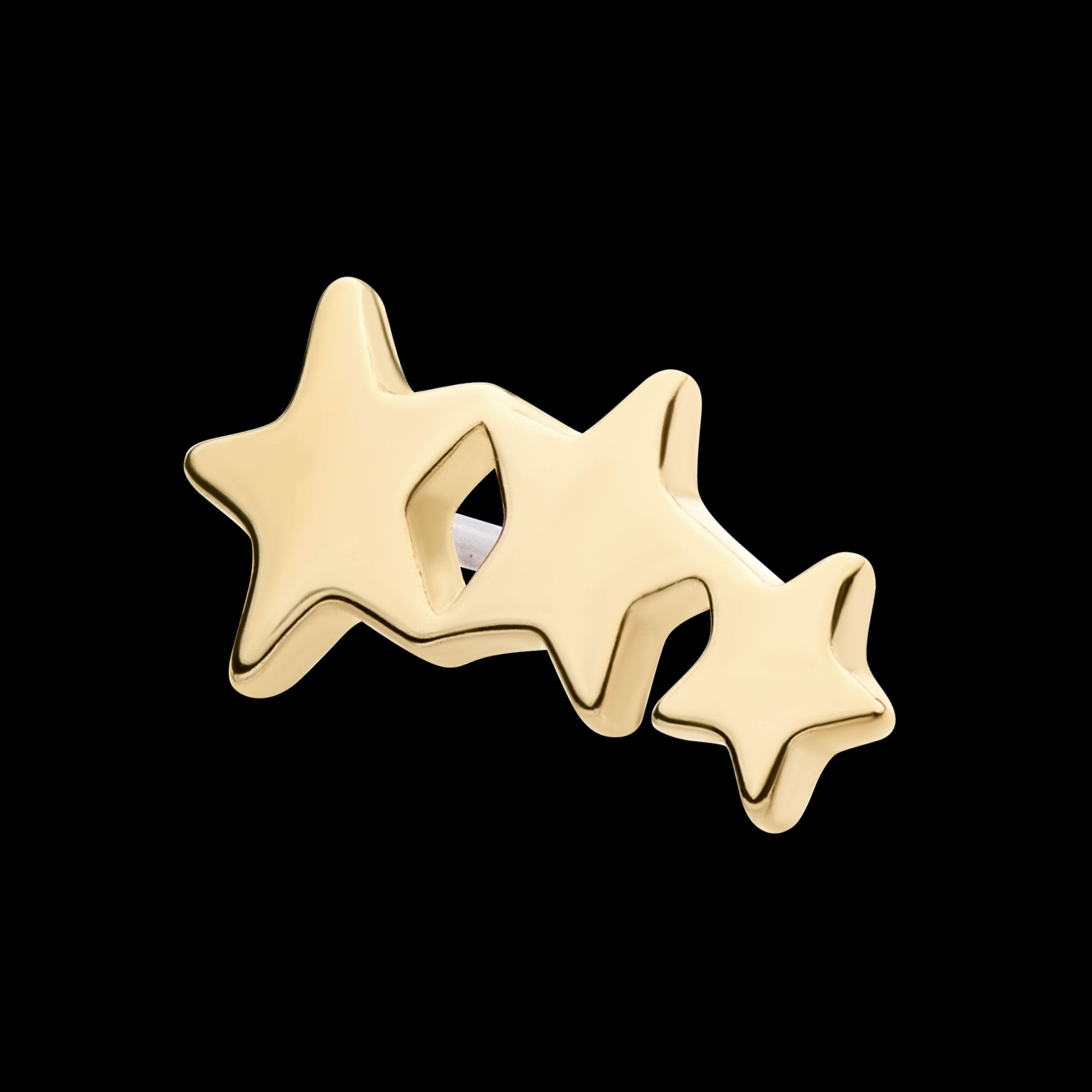 3-Cluster Star Flatback Stud Earring / Nosering - 14Kt Yellow Gold