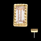 Baguette CZ Rectangular Flatback Stud Earring / Nosering - CZ in 14Kt Yellow Gold