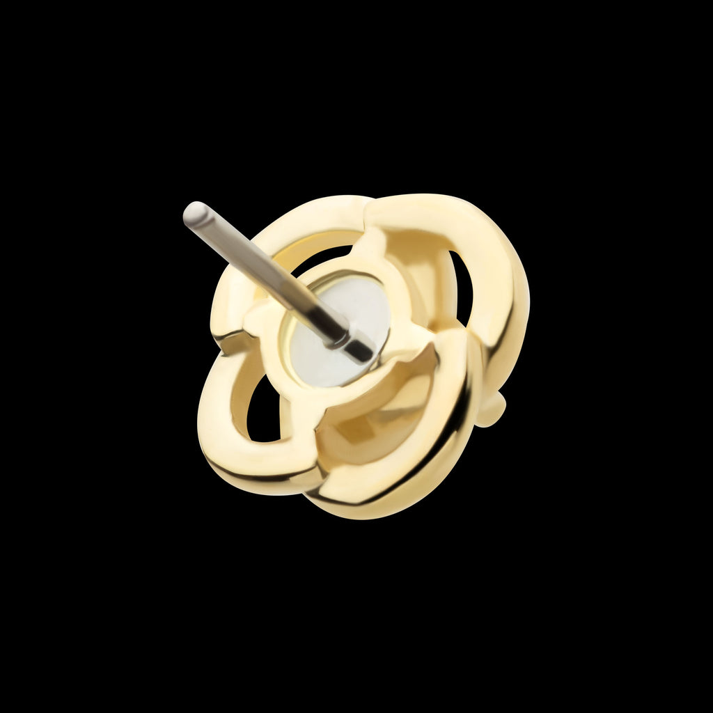 Prong Set Round CZ Gem Swirl Flatback Stud Earring / Nosering - CZ in 14Kt Yellow Gold