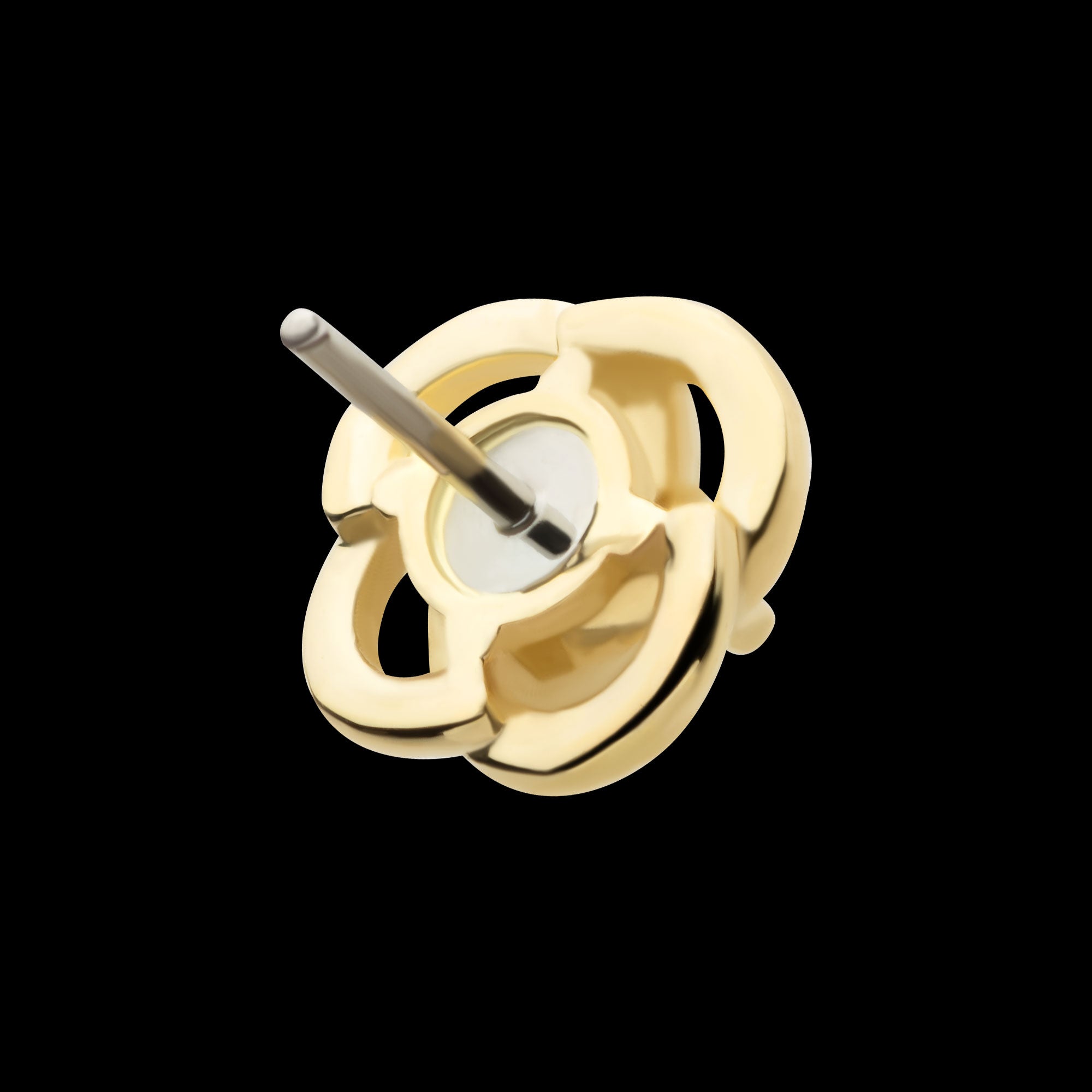 Prong Set Round CZ Gem Swirl Flatback Stud Earring / Nosering - CZ in 14Kt Yellow Gold