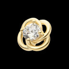 Prong Set Round CZ Gem Swirl Flatback Stud Earring / Nosering - CZ in 14Kt Yellow Gold
