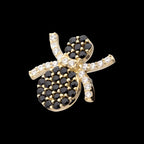 Pave Set Full Clear and Black Gem Spider Flatback Stud Earring / Nosering - Black Gem in 14Kt Yellow Gold