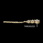 3-Graduated Round Gem with 2-Chain Dangle Flatback Stud Earring / Nosering - Gem in 14Kt Yellow Gold