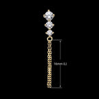 3-Graduated Round Gem with 2-Chain Dangle Flatback Stud Earring / Nosering - Gem in 14Kt Yellow Gold