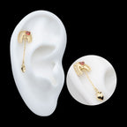 Heart Gem Rib Cage with Anatomical Heart Dangle Flatback Stud Earring / Nosering - Gem in 14Kt Yellow Gold