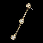 Triple Bezel Set Round Gem Dangle Flatback Stud Earring / Nosering - Gem in 14Kt Yellow Gold