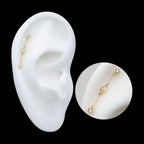 Triple Bezel Set Round Gem Dangle Flatback Stud Earring / Nosering - Gem in 14Kt Yellow Gold