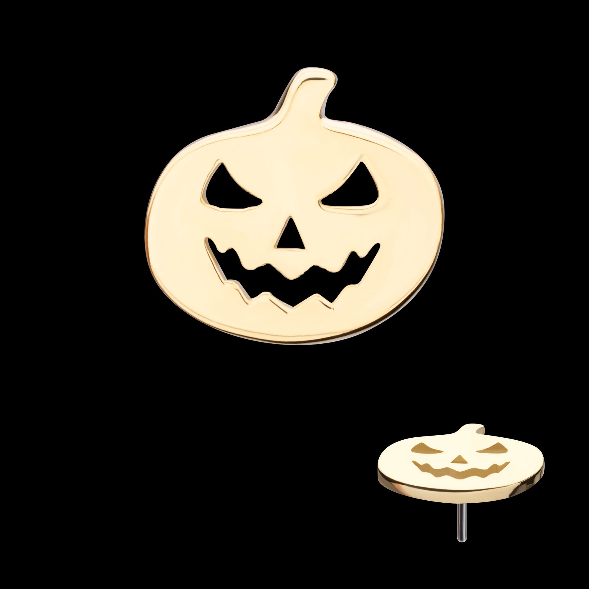 Polished Finish Pumpkin Flatback Stud Earring / Nosering - 14Kt Yellow Gold