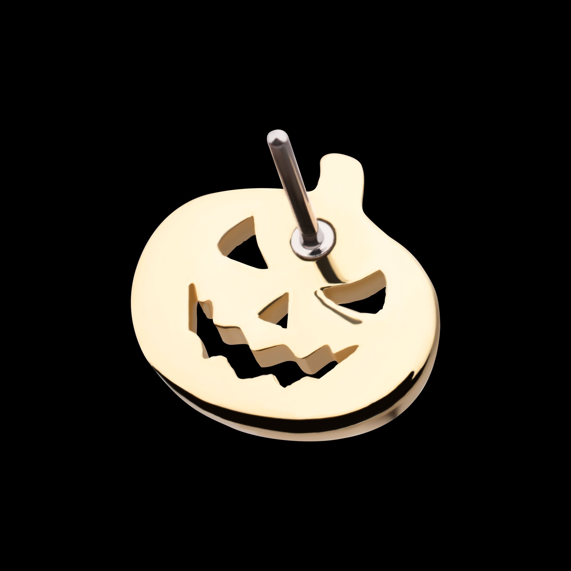 Polished Finish Pumpkin Flatback Stud Earring / Nosering - 14Kt Yellow Gold