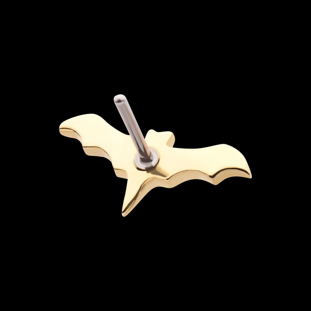 Polished Finish Bat Flatback Stud Earring / Nosering - 14Kt Yellow Gold