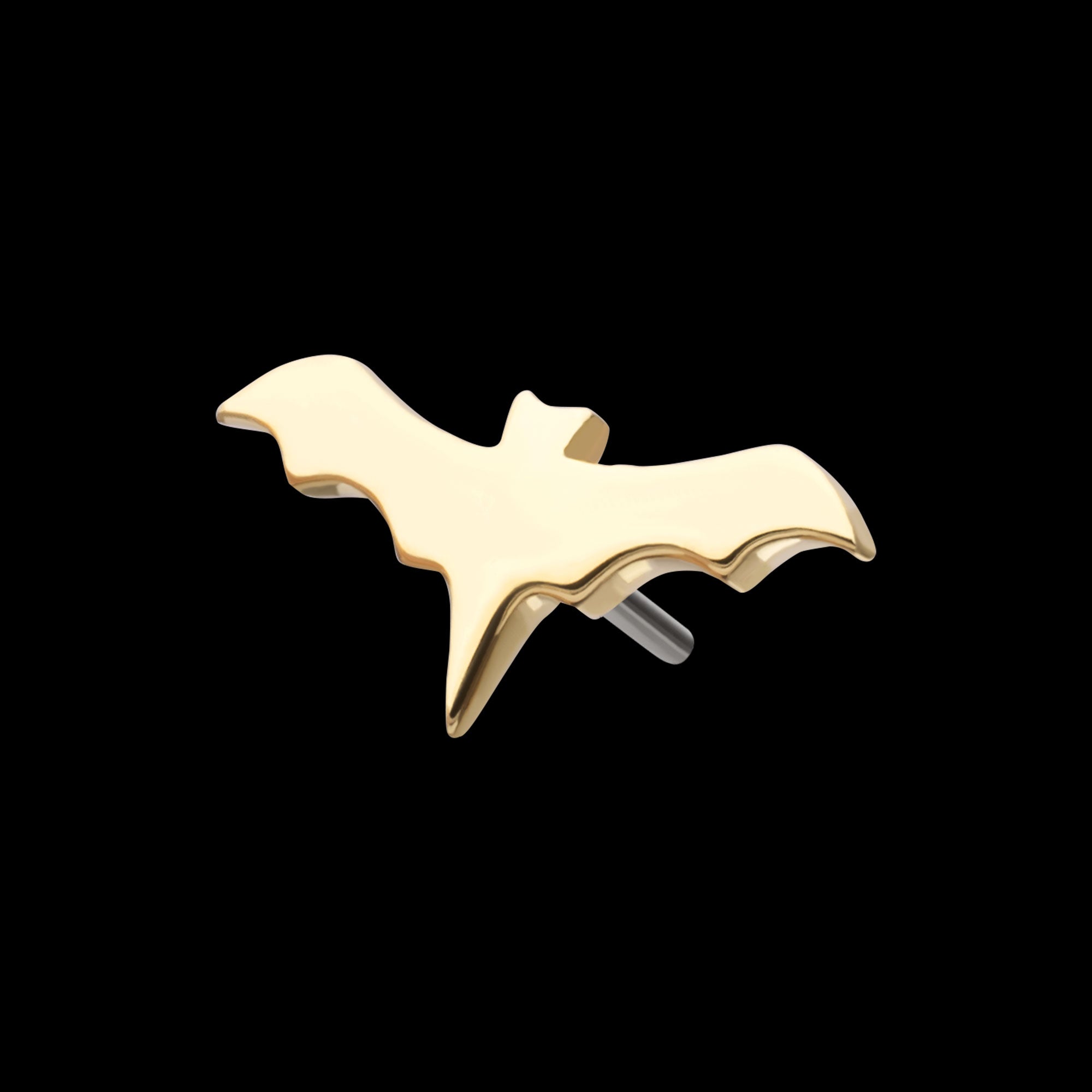 Polished Finish Bat Flatback Stud Earring / Nosering - 14Kt Yellow Gold