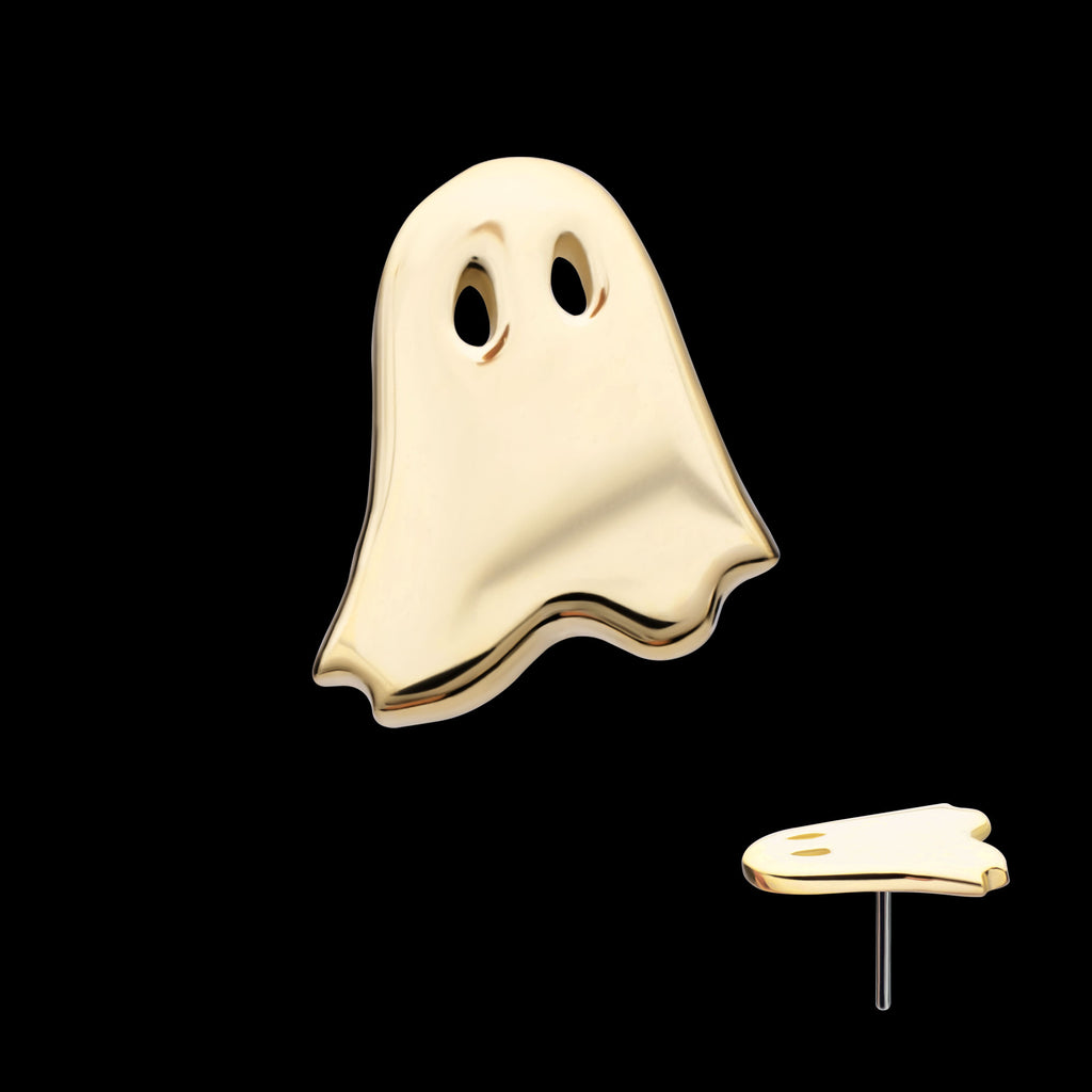 Polished Finish Ghost Flatback Stud Earring / Nosering - 14Kt Yellow Gold
