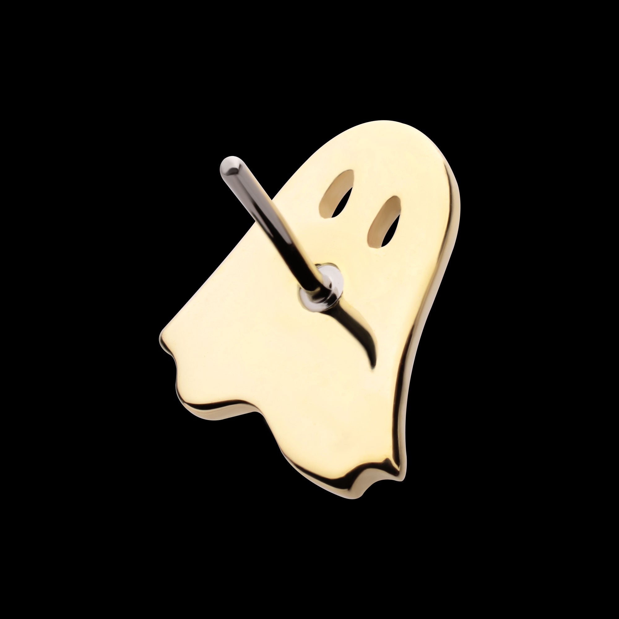 Polished Finish Ghost Flatback Stud Earring / Nosering - 14Kt Yellow Gold