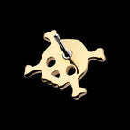 Polished Finish Skulls and Crossbones Flatback Stud Earring / Nosering - 14Kt Yellow Gold