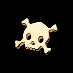 Polished Finish Skulls and Crossbones Flatback Stud Earring / Nosering - 14Kt Yellow Gold