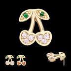 Multigem Cherry Flatback Stud Earring / Nosering - Gem in 14Kt Yellow Gold