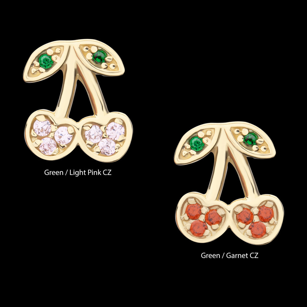 Multigem Cherry Flatback Stud Earring / Nosering - Gem in 14Kt Yellow Gold