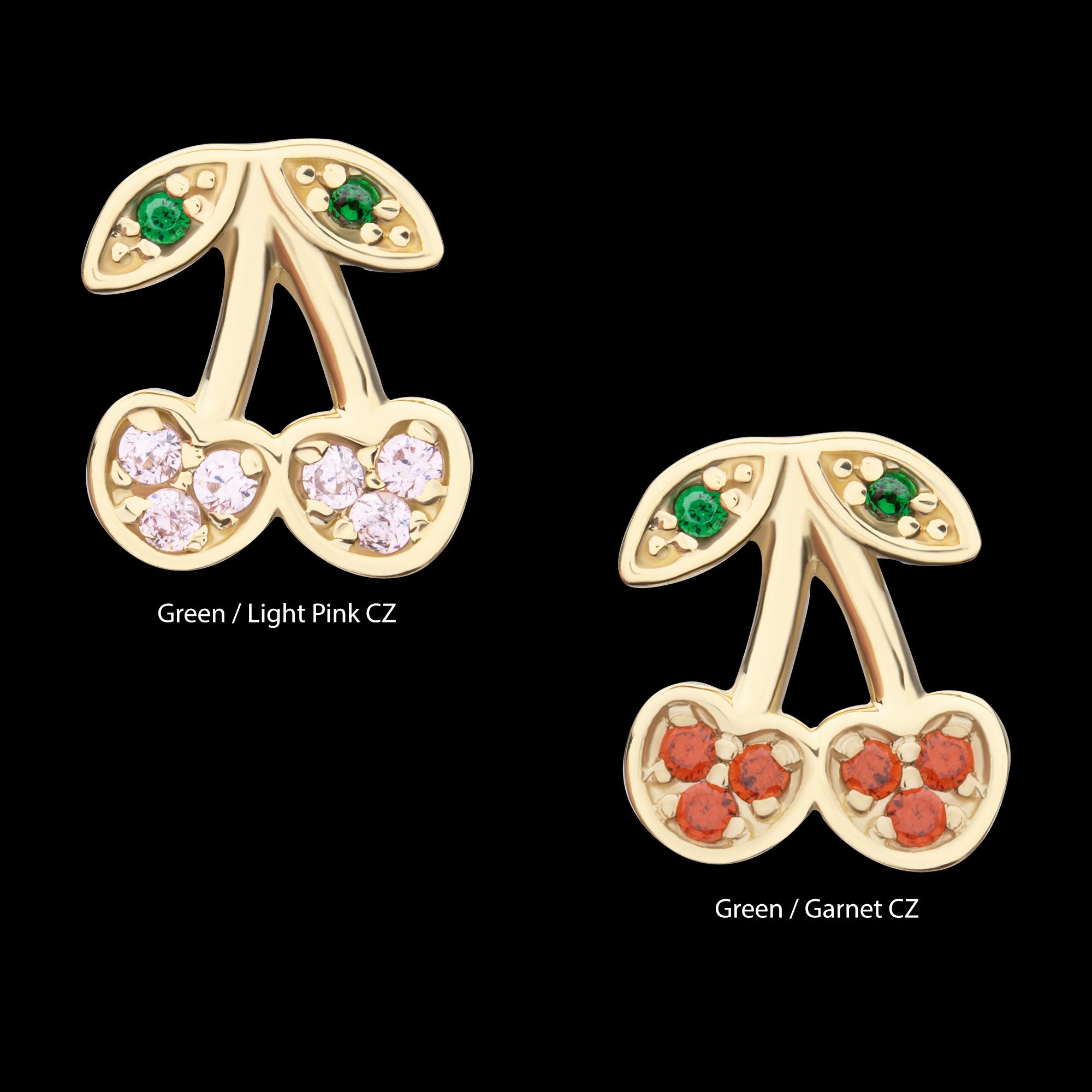 Multigem Cherry Flatback Stud Earring / Nosering - Gem in 14Kt Yellow Gold