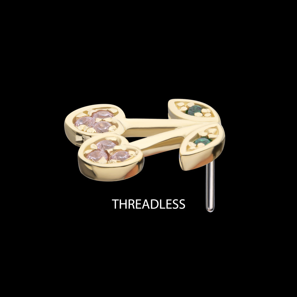 Multigem Cherry Flatback Stud Earring / Nosering - Gem in 14Kt Yellow Gold
