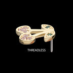 Multigem Cherry Flatback Stud Earring / Nosering - Gem in 14Kt Yellow Gold