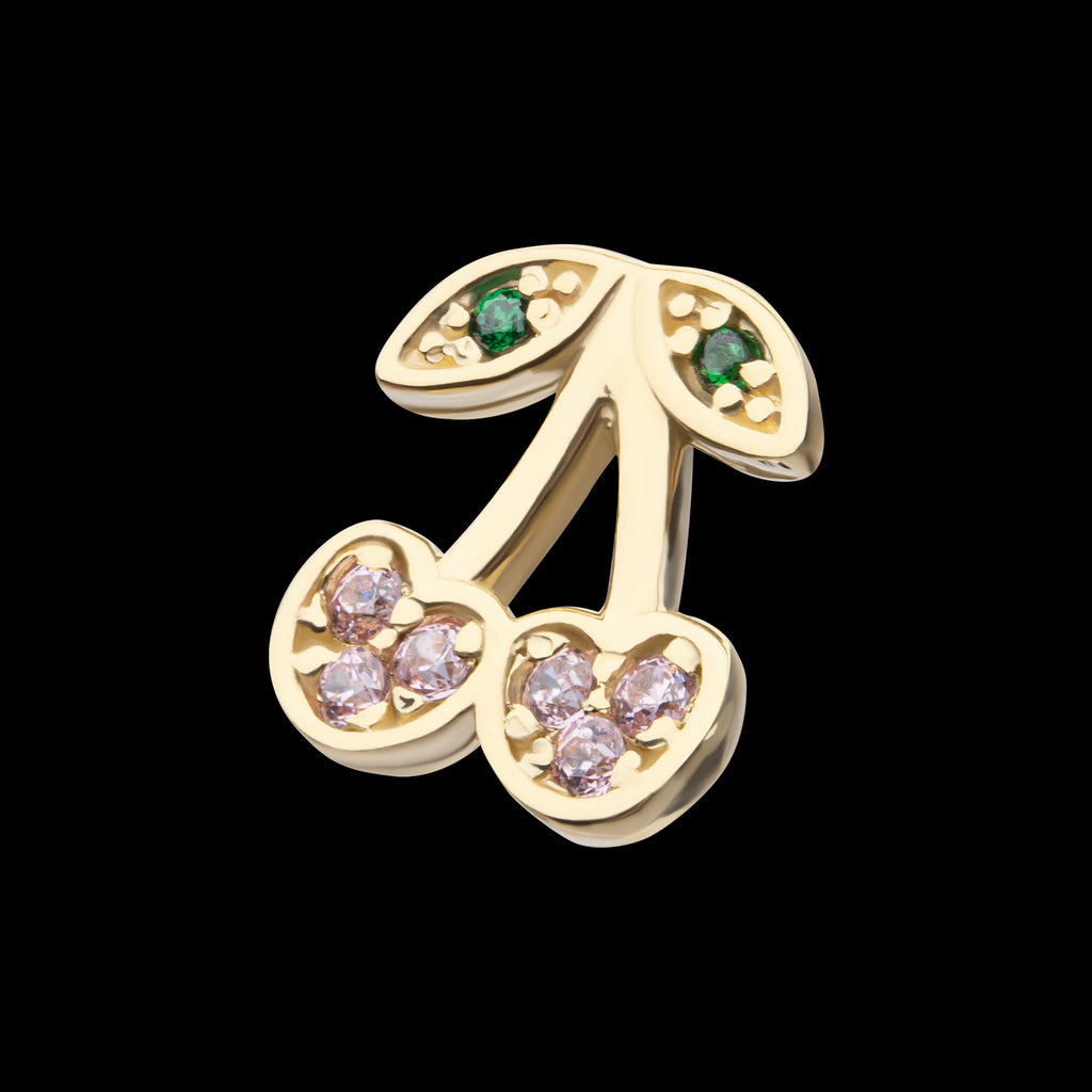 Multigem Cherry Flatback Stud Earring / Nosering - Gem in 14Kt Yellow Gold