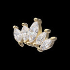 Prong Set Marquise Gem Cluster Fan Shape Flatback Stud Earring / Nosering - Gem in 14Kt Yellow Gold