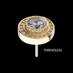 Beaded Edge Bezel Set Gem Flatback Stud Earring / Nosering - Gem in 14Kt Yellow Gold