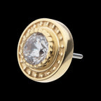 Beaded Edge Bezel Set Gem Flatback Stud Earring / Nosering - Gem in 14Kt Yellow Gold