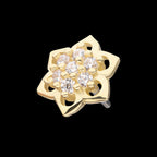 Pave Set 7-Gem Mandala Flower Flatback Stud Earring / Nosering - Gem in 14Kt Yellow Gold