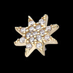 Pave Set Gem Octagram Star Flatback Stud Earring / Nosering - Gem in 14Kt Yellow Gold