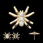 Prong Set 3-Round Gem Spider Flatback Stud Earring / Nosering - Gem in 14Kt Yellow Gold