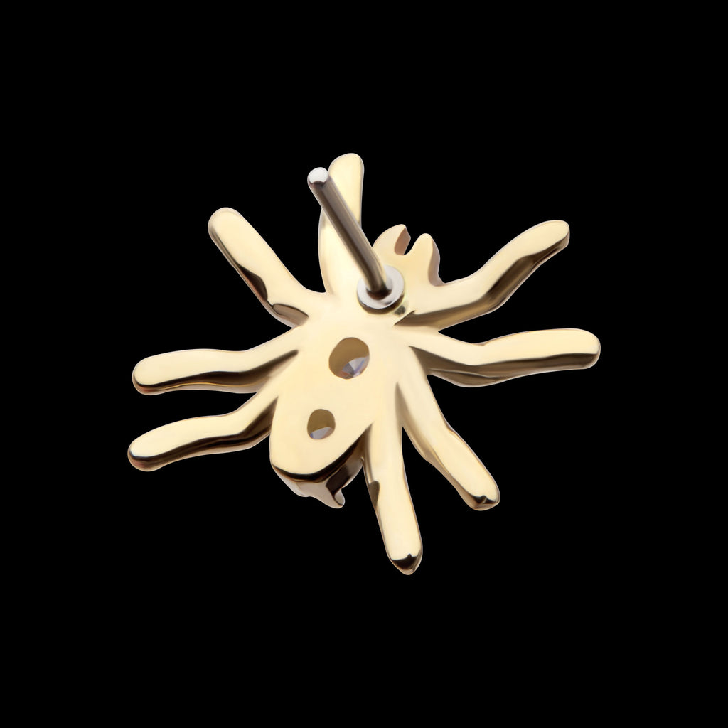 Prong Set 3-Round Gem Spider Flatback Stud Earring / Nosering - Gem in 14Kt Yellow Gold