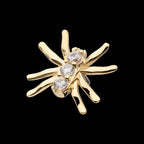 Prong Set 3-Round Gem Spider Flatback Stud Earring / Nosering - Gem in 14Kt Yellow Gold