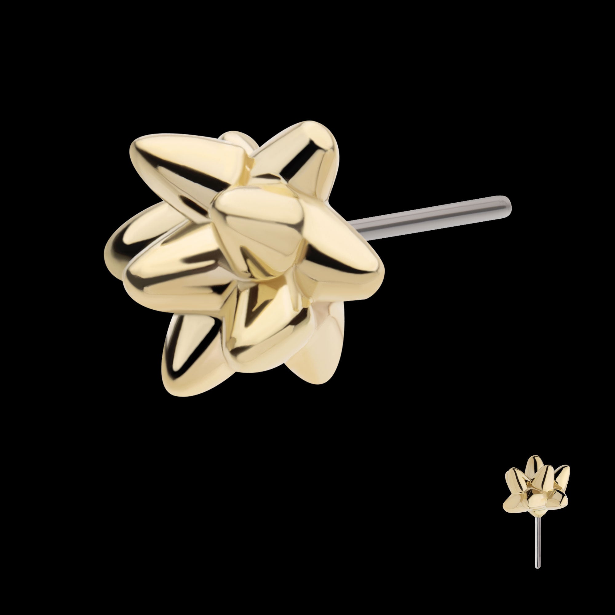 Mace Ball Flatback Stud Earring / Nosering - 14Kt Yellow Gold