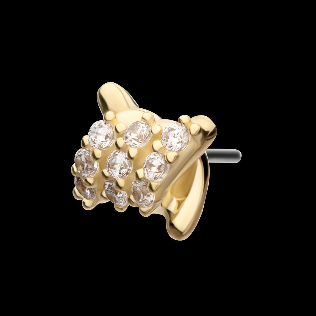 Pave Set Gem Barbed Wire Knot Flatback Stud Earring / Nosering - Gem in 14Kt Yellow Gold