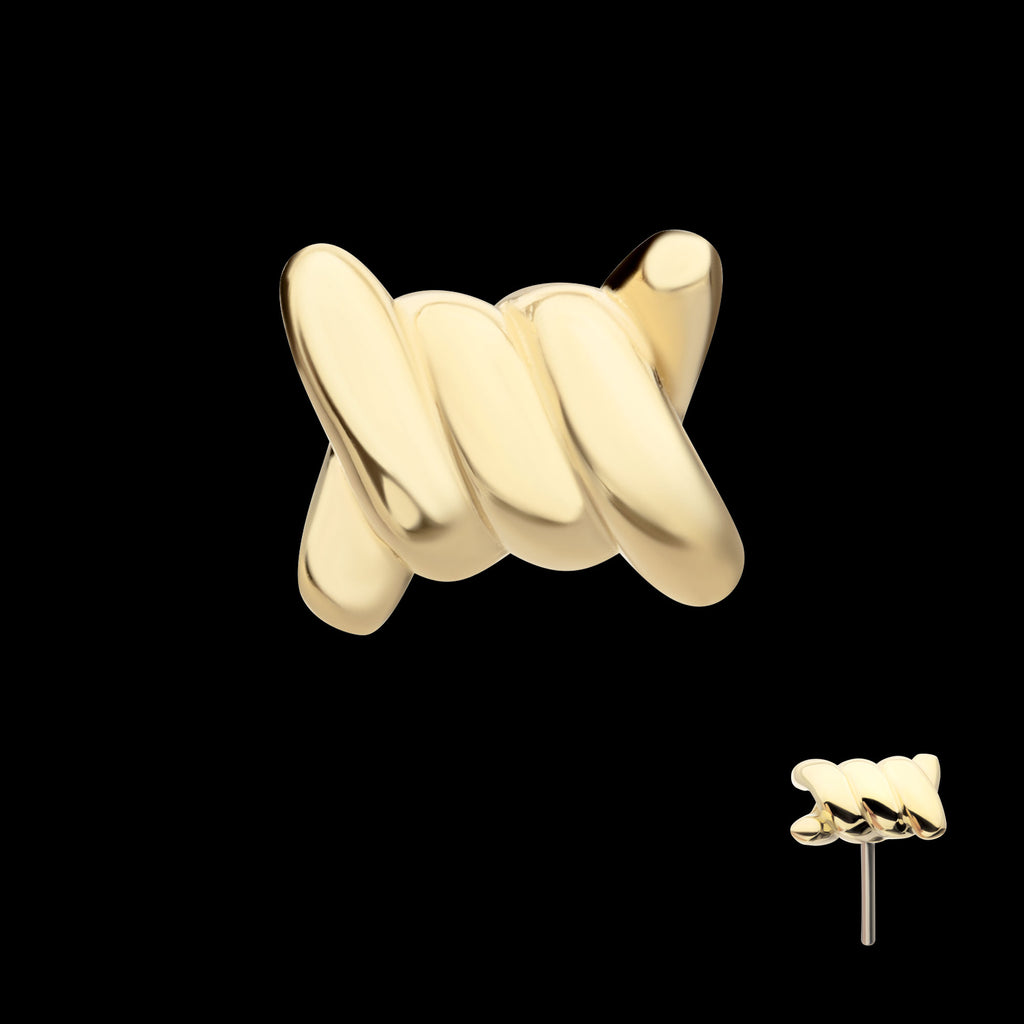 Barbed Wire Knot Flatback Stud Earring / Nosering - 14Kt Yellow Gold