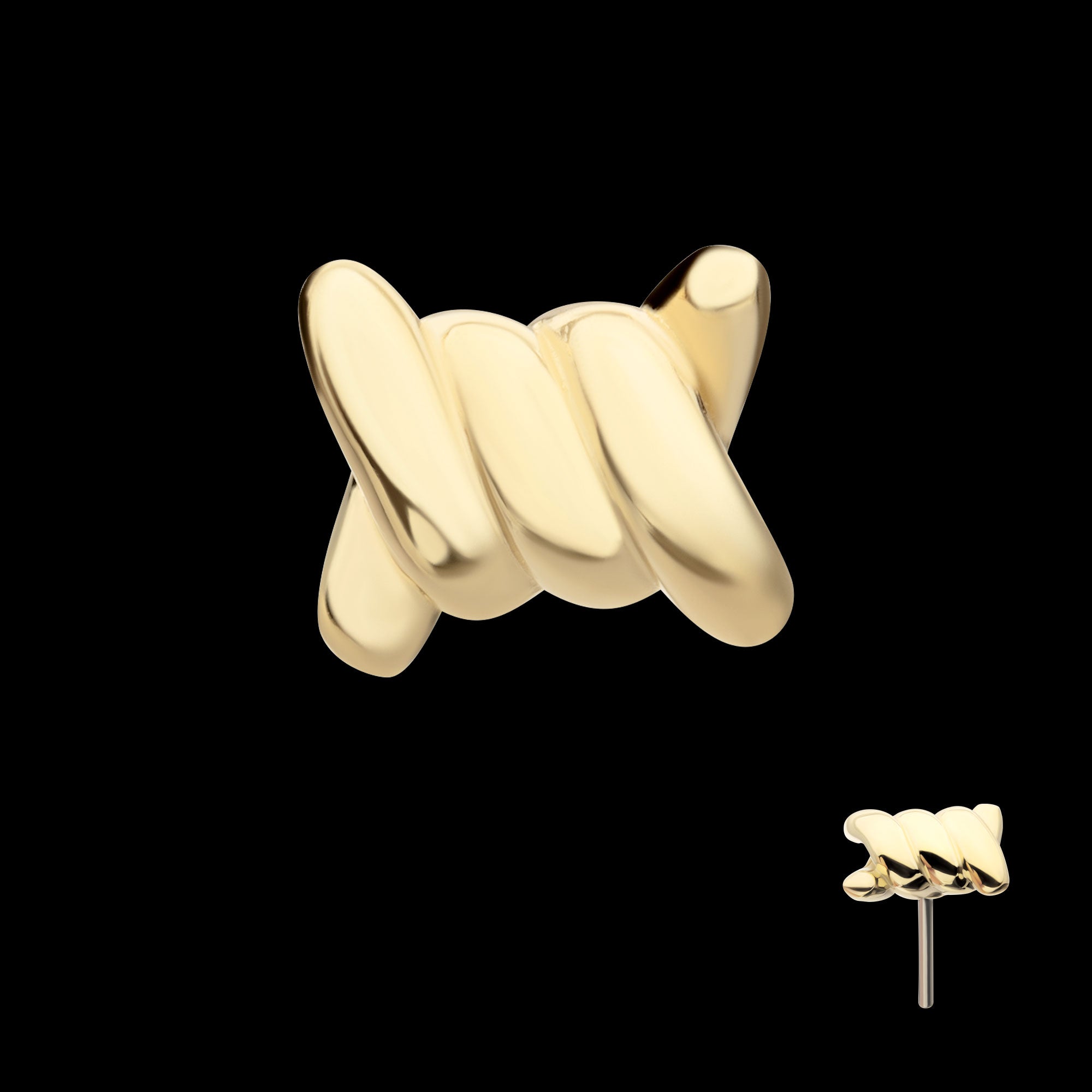 Barbed Wire Knot Flatback Stud Earring / Nosering - 14Kt Yellow Gold