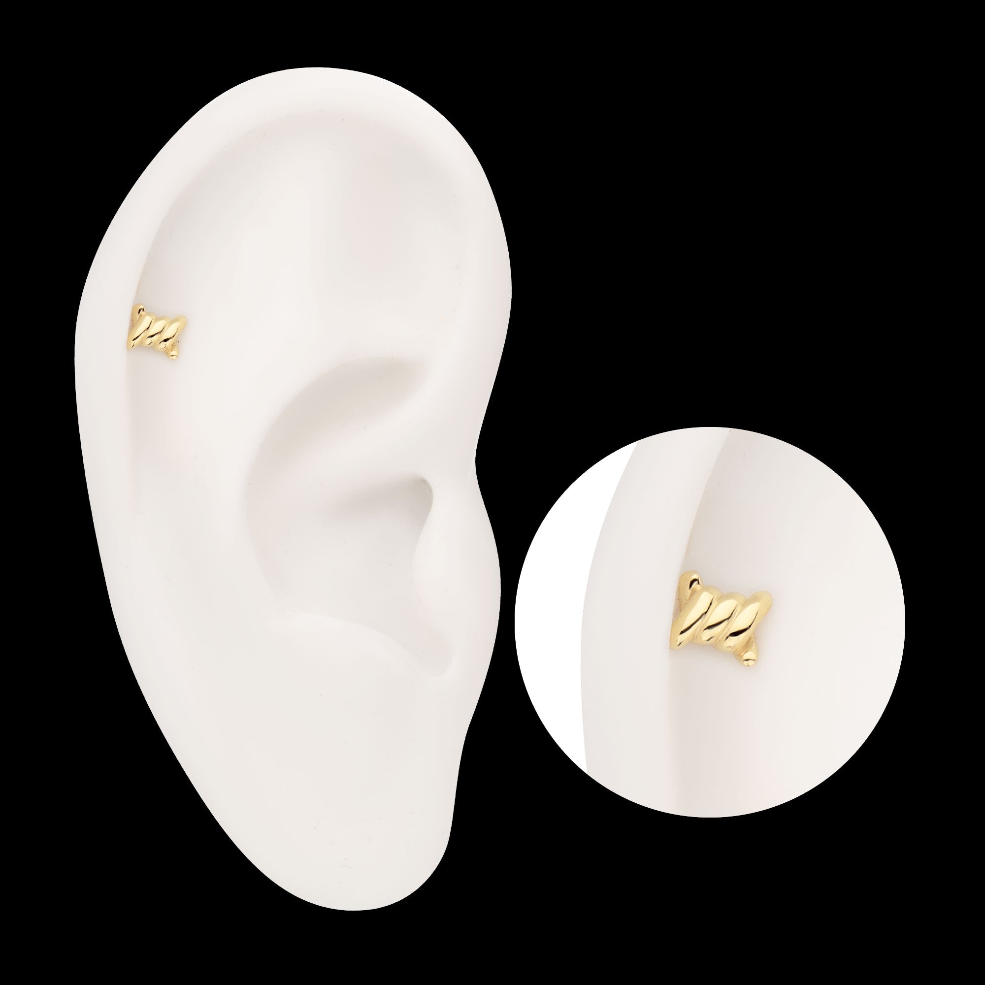 Barbed Wire Knot Flatback Stud Earring / Nosering - 14Kt Yellow Gold