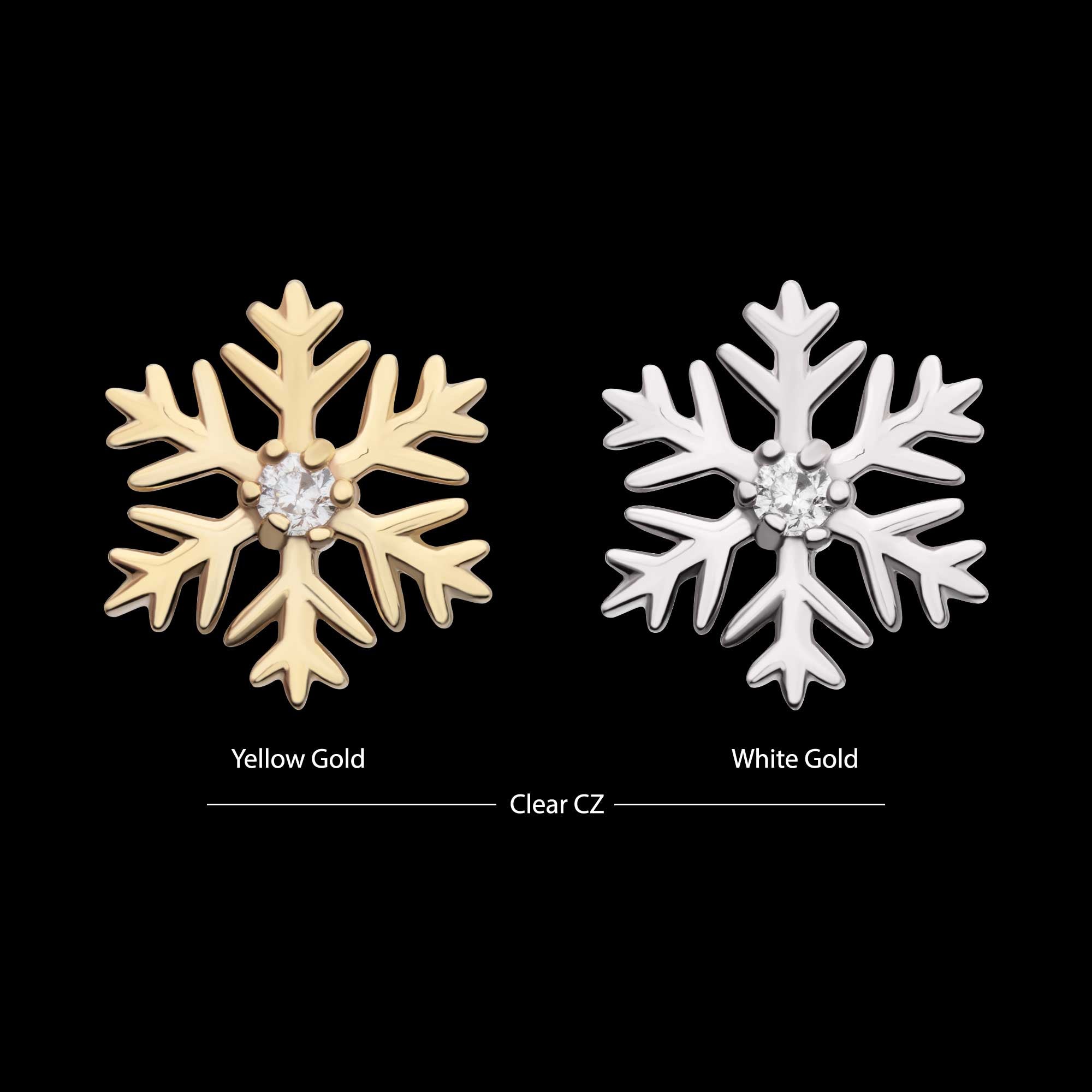 6-Prong Round Gem Snowflake Flatback Stud Earring / Nosering - Gem in 14Kt Gold