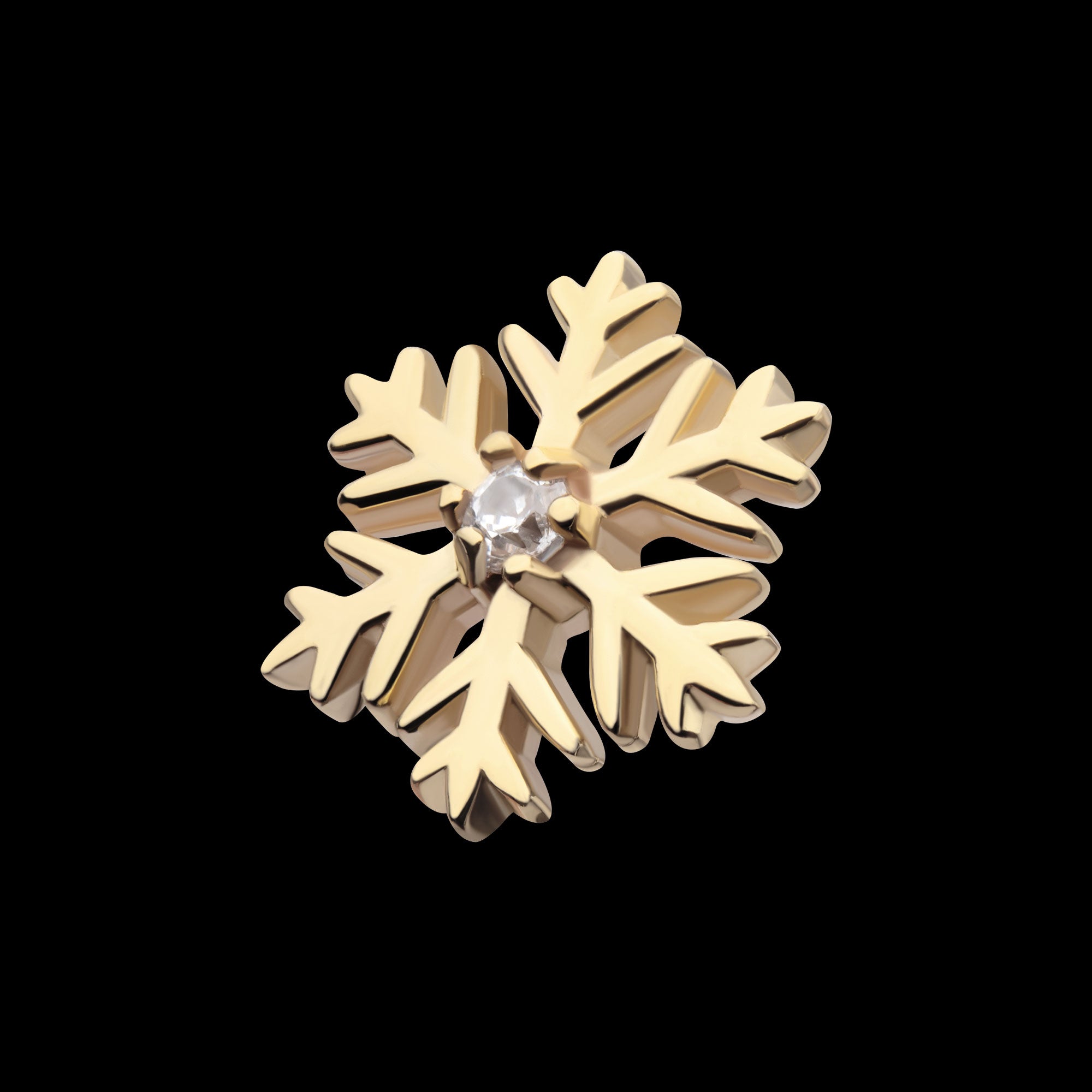 6-Prong Round Gem Snowflake Flatback Stud Earring / Nosering - Gem in 14Kt Gold