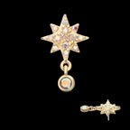 Spike Edge Prong Set Round Gem Flatback Stud Earring / Nosering - Gem in 14Kt Yellow Gold