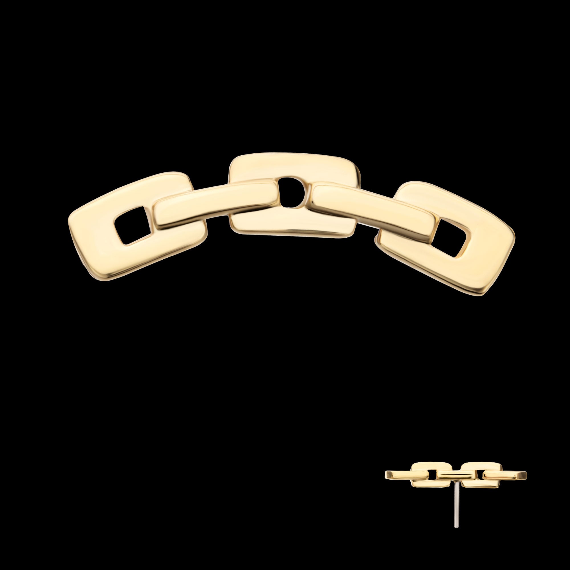 Curved Chain Link Flatback Stud Earring / Nosering - 14Kt Yellow Gold