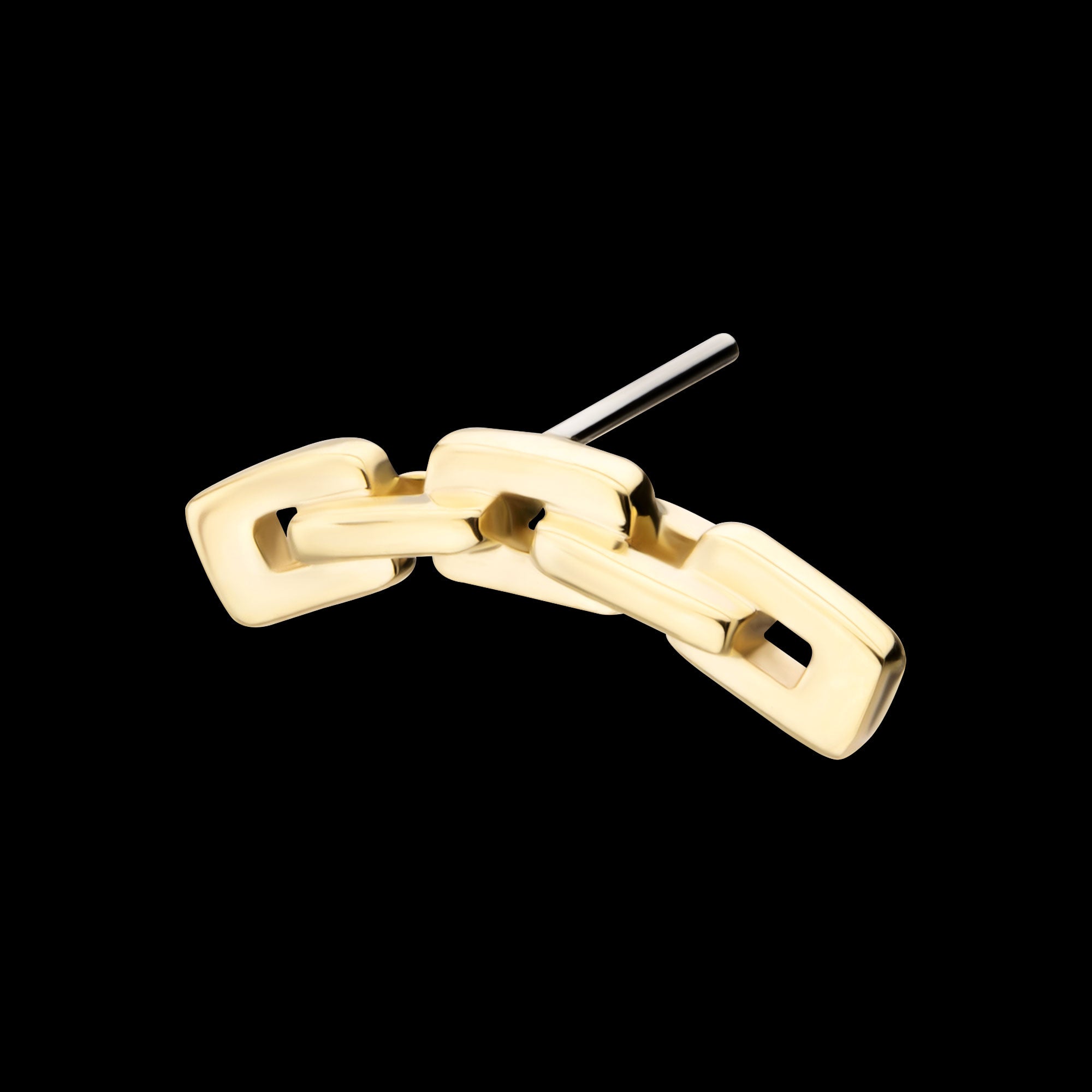 Curved Chain Link Flatback Stud Earring / Nosering - 14Kt Yellow Gold