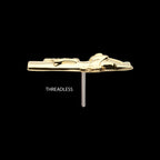 Cowboy Boot with Inlayed Pave Gem Star Flatback Stud Earring / Nosering - Gem in 14Kt Yellow Gold